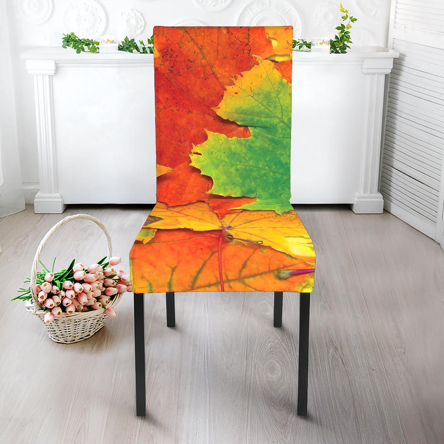 Autumn Maple Leaves Print Dining Chair Slipcover