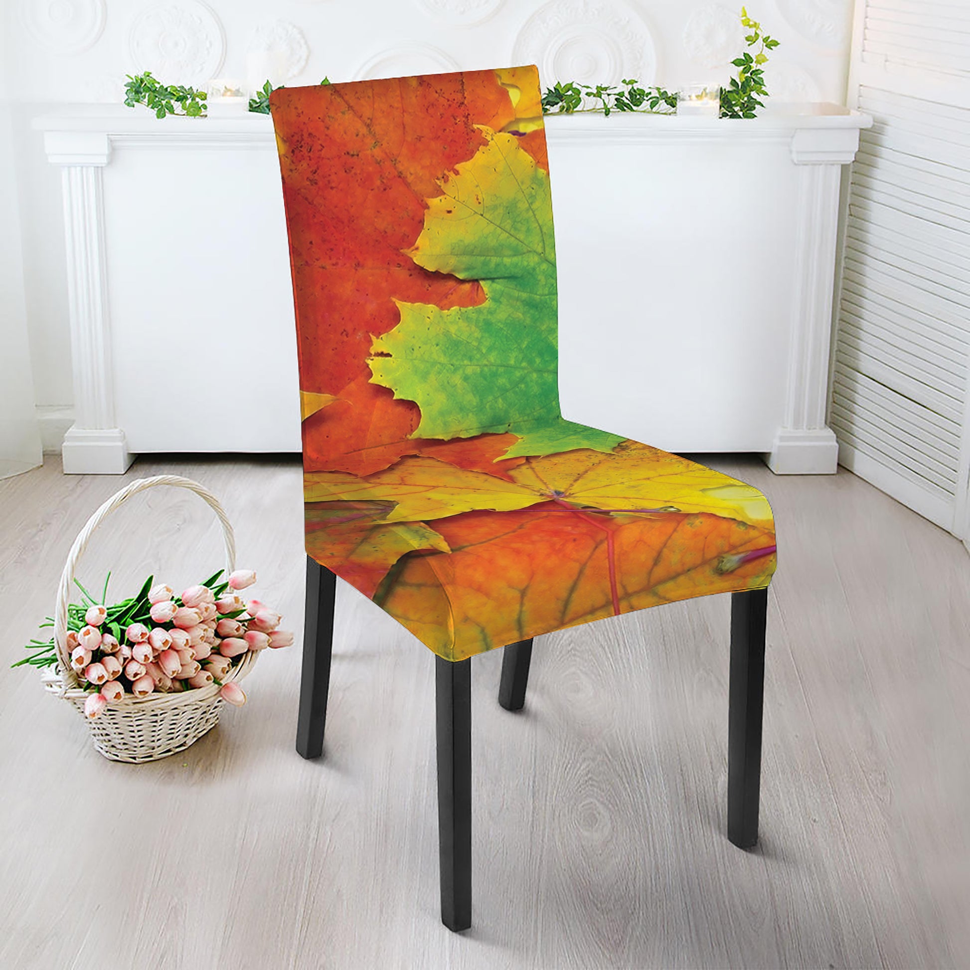 Autumn Maple Leaves Print Dining Chair Slipcover