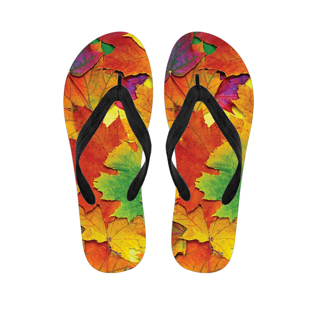 Autumn Maple Leaves Print Flip Flops