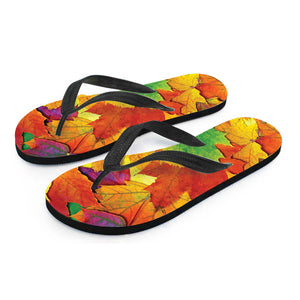 Autumn Maple Leaves Print Flip Flops