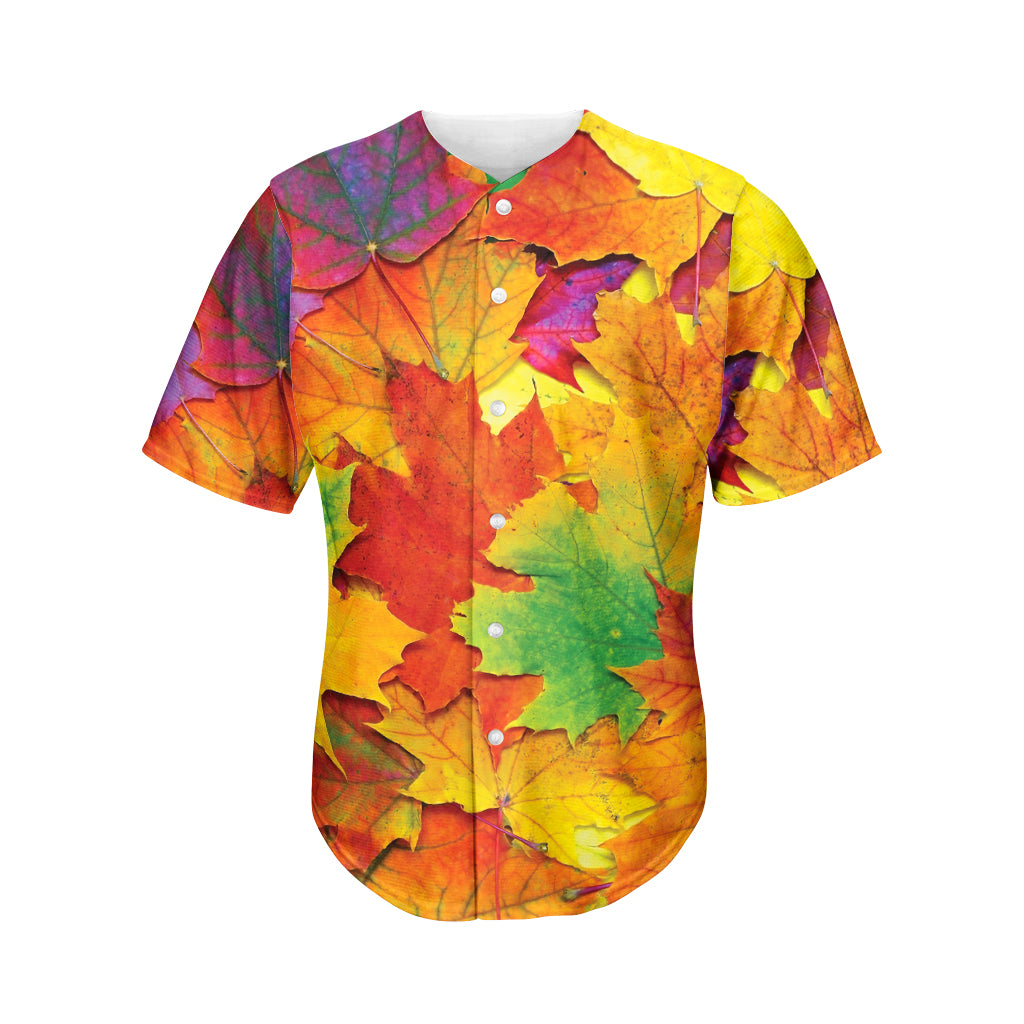 Autumn Maple Leaves Print Men's Baseball Jersey