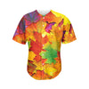 Autumn Maple Leaves Print Men's Baseball Jersey