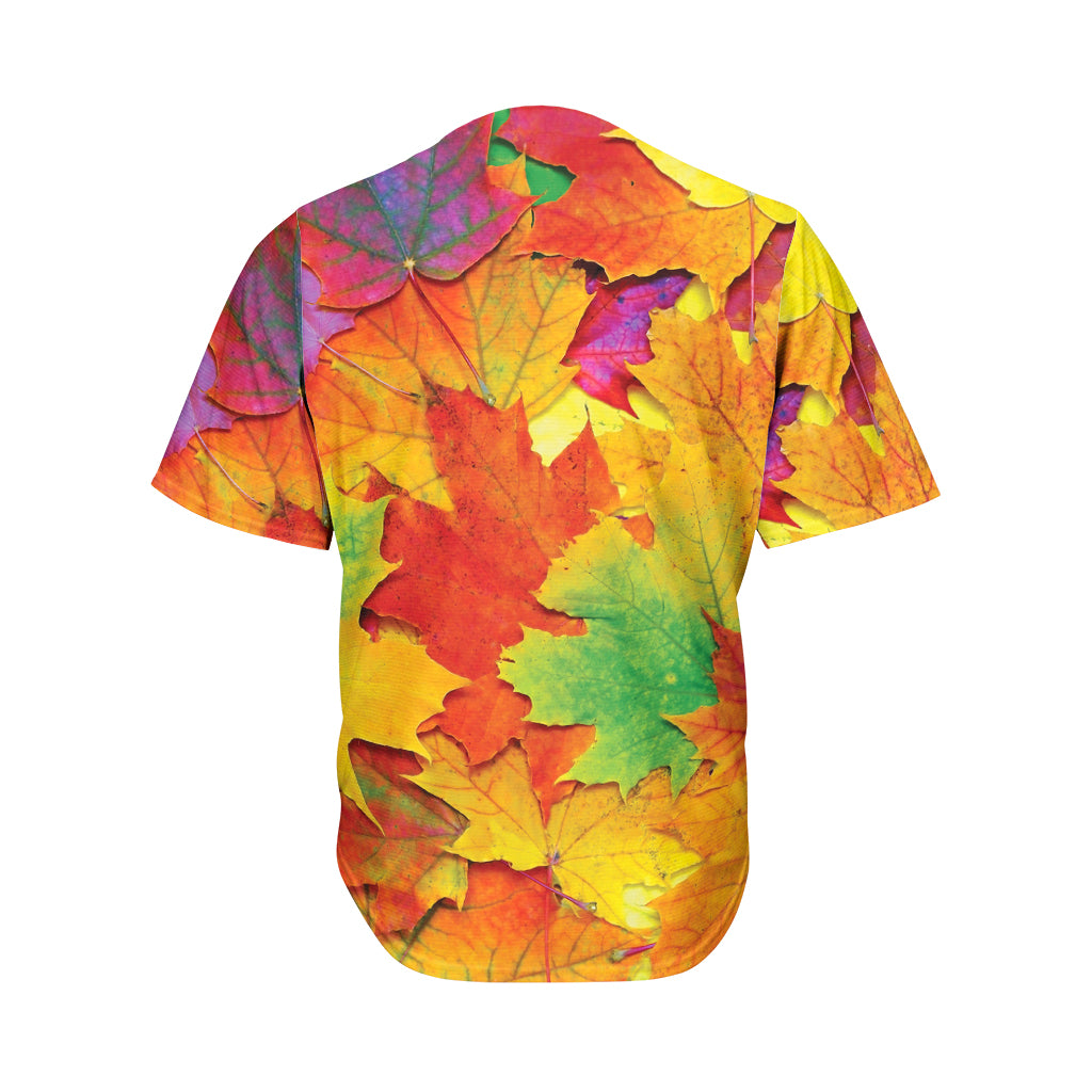 Autumn Maple Leaves Print Men's Baseball Jersey