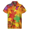 Autumn Maple Leaves Print Men's Short Sleeve Shirt