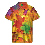 Autumn Maple Leaves Print Men's Short Sleeve Shirt