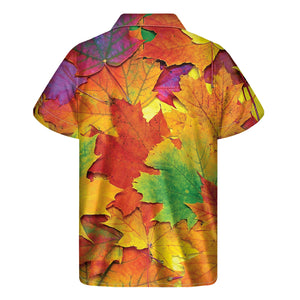 Autumn Maple Leaves Print Men's Short Sleeve Shirt