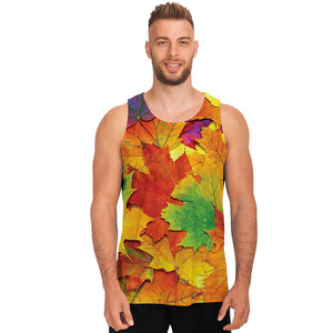 Autumn Maple Leaves Print Men's Tank Top