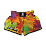 Autumn Maple Leaves Print Muay Thai Boxing Shorts