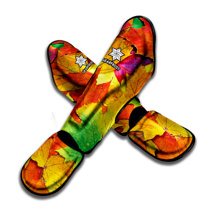Autumn Maple Leaves Print Muay Thai Shin Guard
