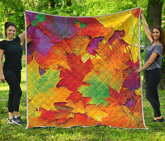 Autumn Maple Leaves Print Quilt