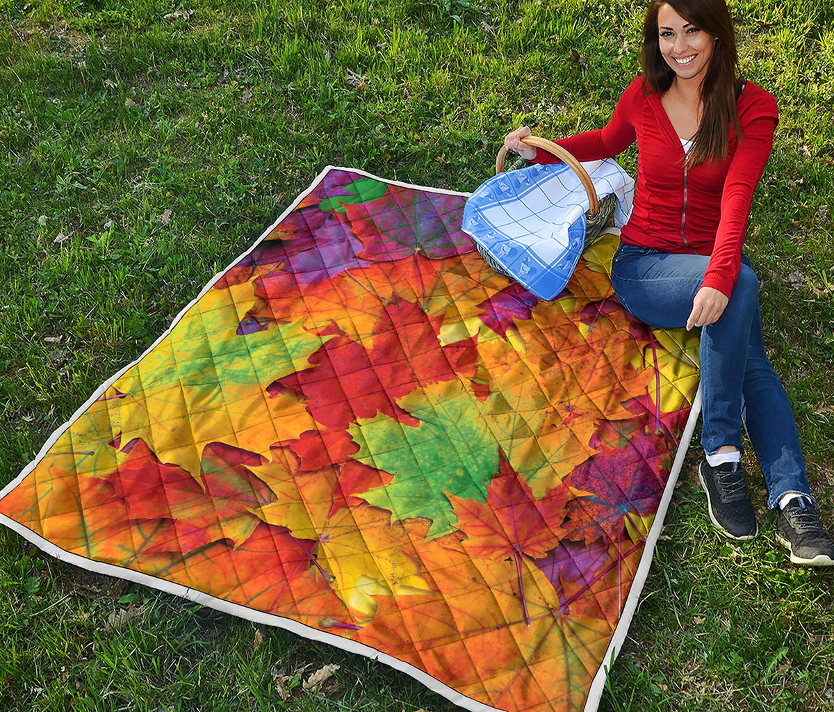 Autumn Maple Leaves Print Quilt