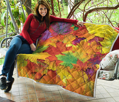 Autumn Maple Leaves Print Quilt