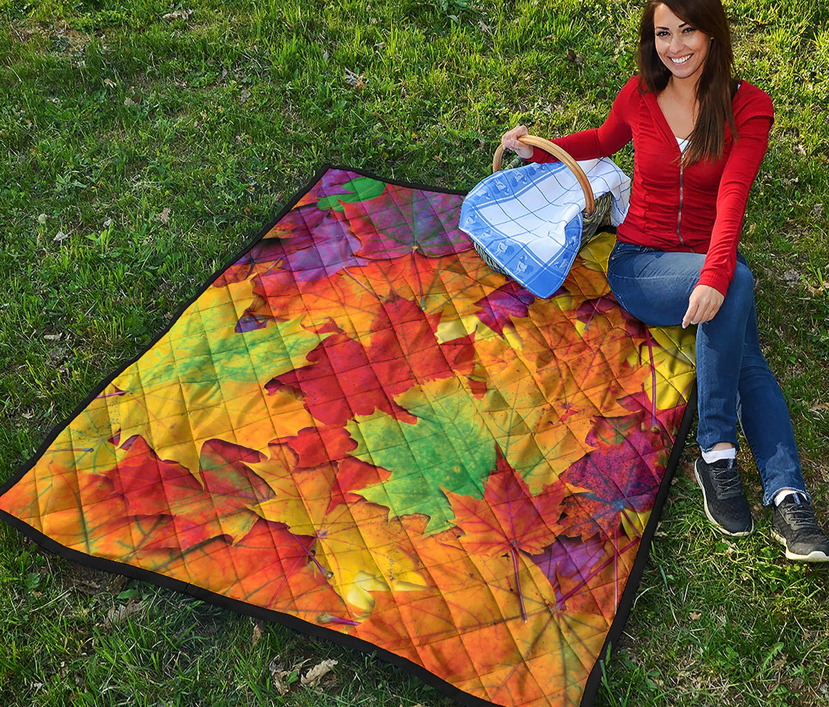 Autumn Maple Leaves Print Quilt