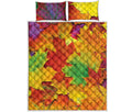 Autumn Maple Leaves Print Quilt Bed Set