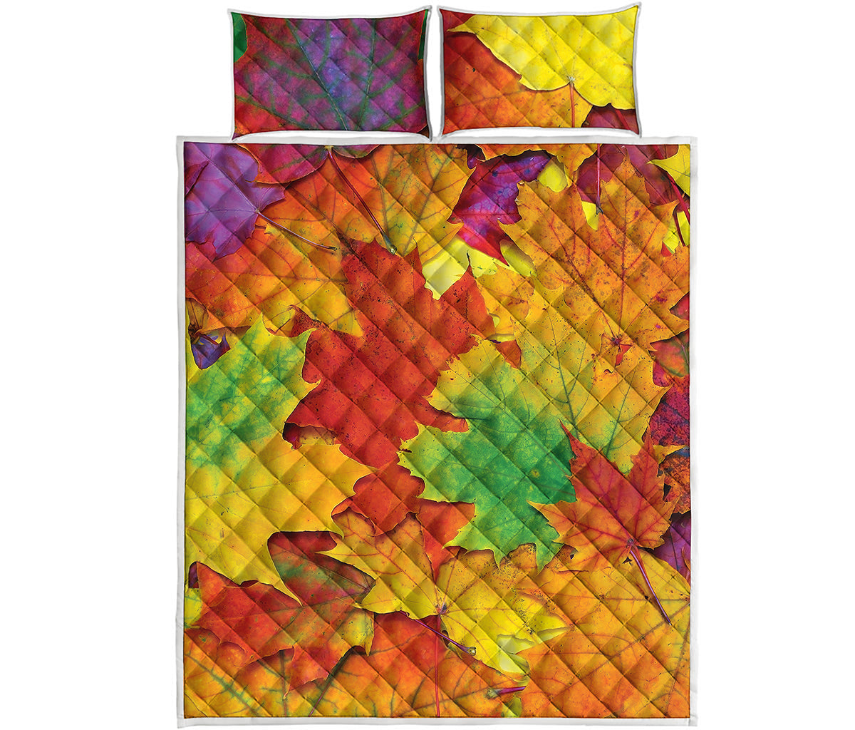 Autumn Maple Leaves Print Quilt Bed Set