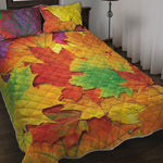 Autumn Maple Leaves Print Quilt Bed Set