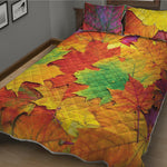 Autumn Maple Leaves Print Quilt Bed Set