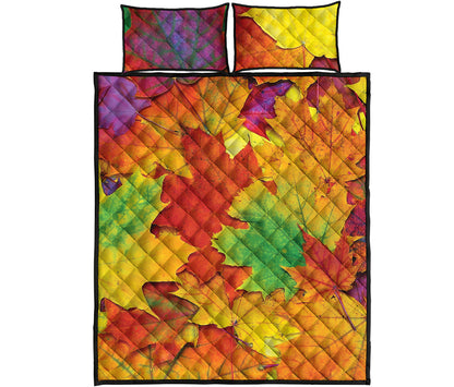 Autumn Maple Leaves Print Quilt Bed Set