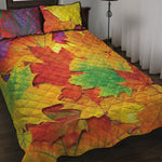 Autumn Maple Leaves Print Quilt Bed Set