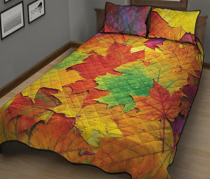 Autumn Maple Leaves Print Quilt Bed Set