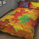 Autumn Maple Leaves Print Quilt Bed Set