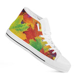 Autumn Maple Leaves Print White High Top Shoes