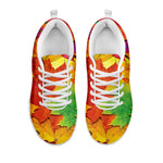 Autumn Maple Leaves Print White Sneakers