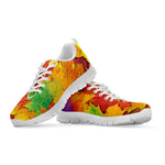 Autumn Maple Leaves Print White Sneakers