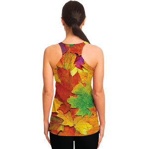 Autumn Maple Leaves Print Women's Racerback Tank Top