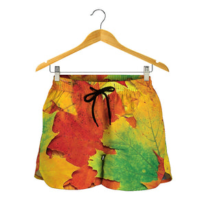 Autumn Maple Leaves Print Women's Shorts