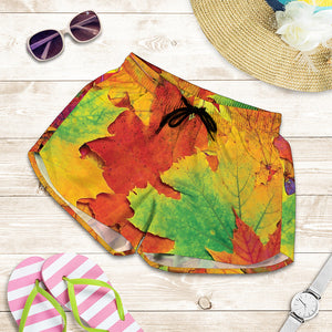 Autumn Maple Leaves Print Women's Shorts