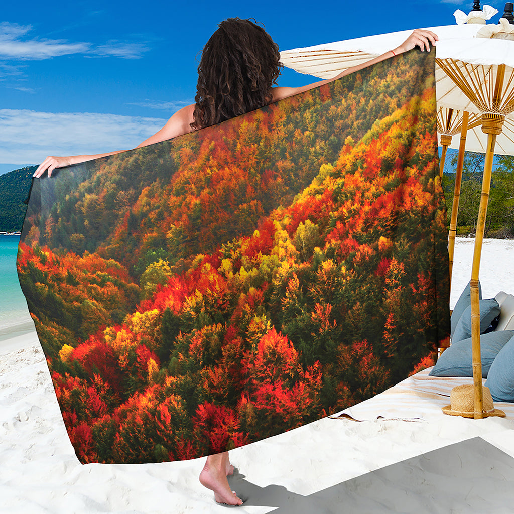 Autumn Mountain Print Beach Sarong Wrap