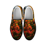 Autumn Mountain Print Black Slip On Shoes