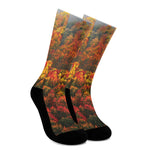 Autumn Mountain Print Crew Socks