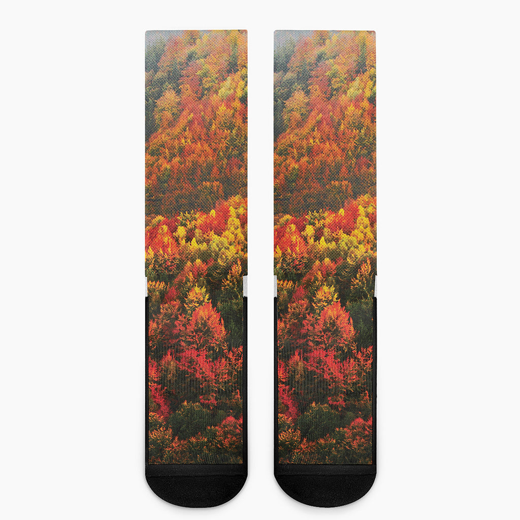 Autumn Mountain Print Crew Socks