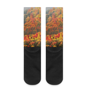 Autumn Mountain Print Crew Socks