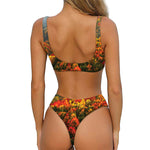 Autumn Mountain Print Front Bow Tie Bikini