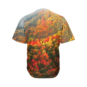 Autumn Mountain Print Men's Baseball Jersey