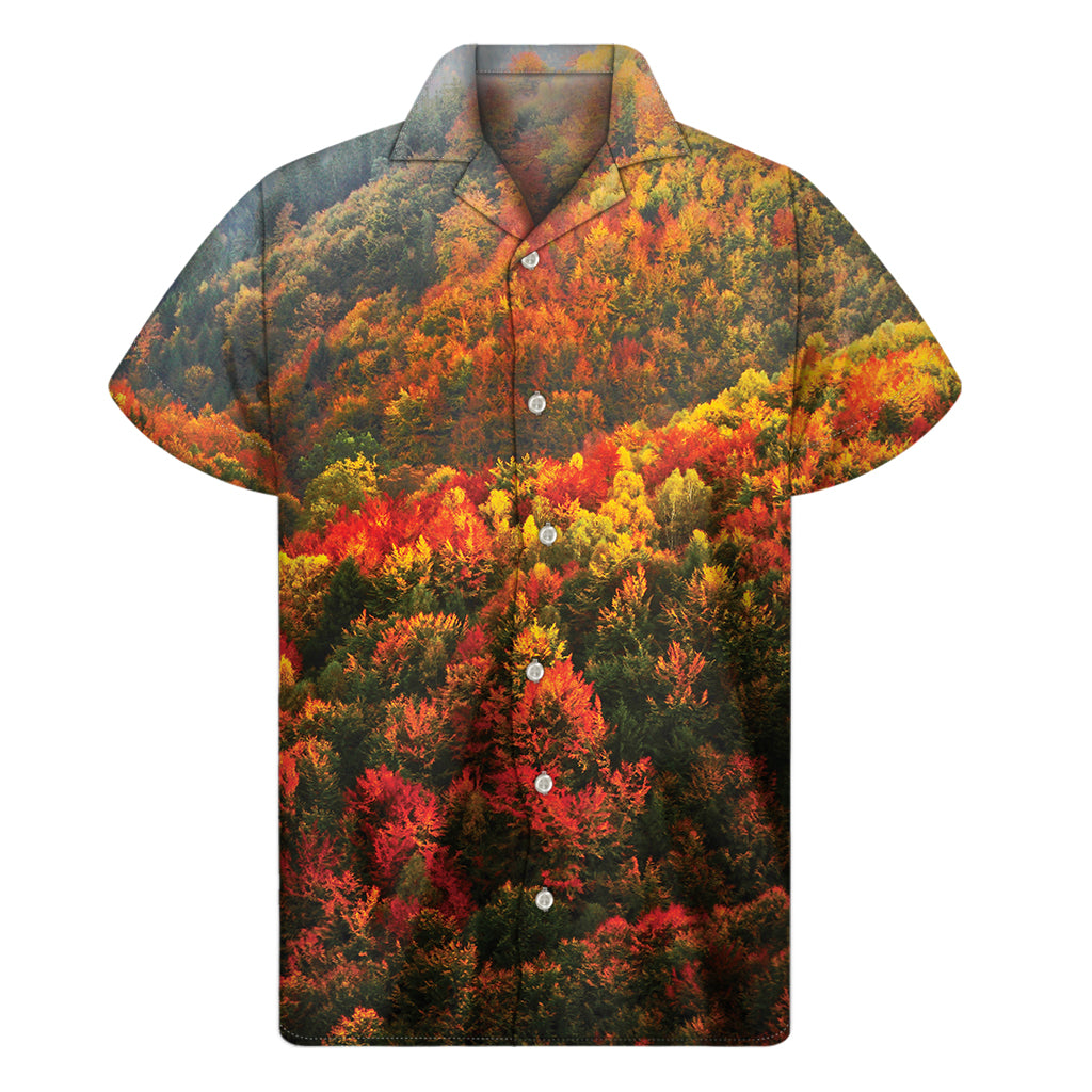 Autumn Mountain Print Men's Short Sleeve Shirt