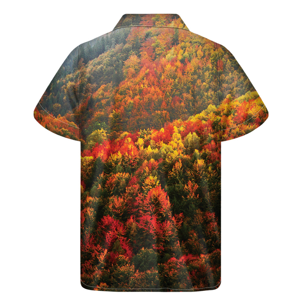 Autumn Mountain Print Men's Short Sleeve Shirt