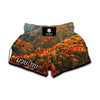 Autumn Mountain Print Muay Thai Boxing Shorts