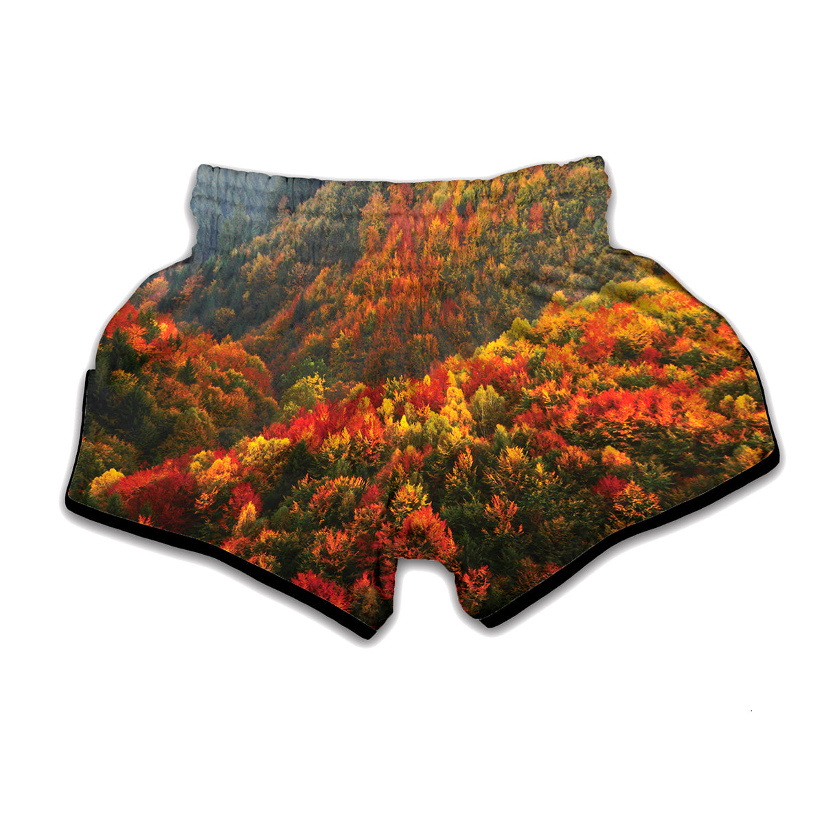 Autumn Mountain Print Muay Thai Boxing Shorts