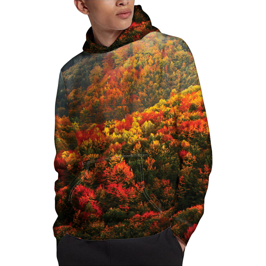 Autumn Mountain Print Pullover Hoodie