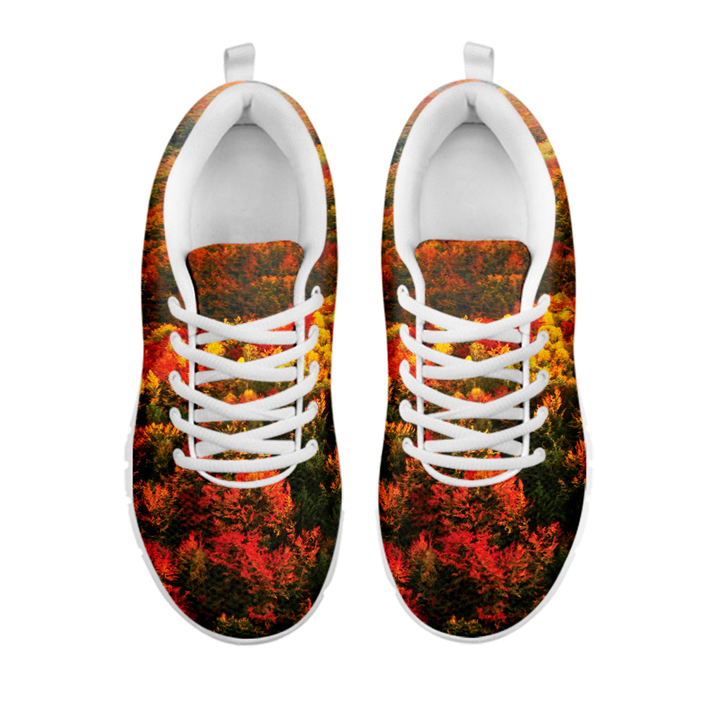 Autumn Mountain Print White Sneakers