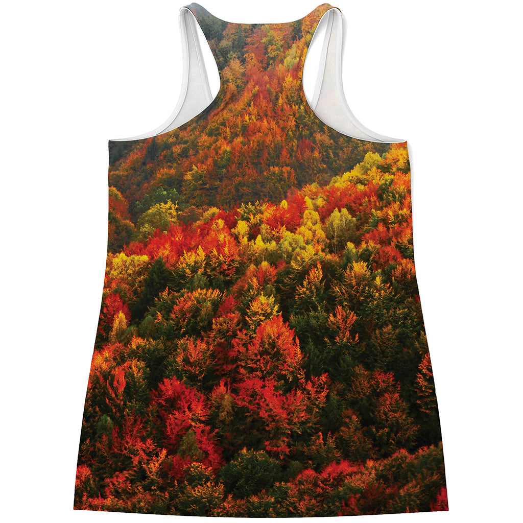 Autumn Mountain Print Women's Racerback Tank Top