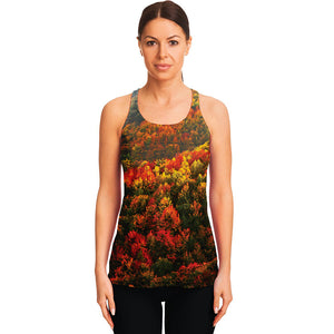 Autumn Mountain Print Women's Racerback Tank Top