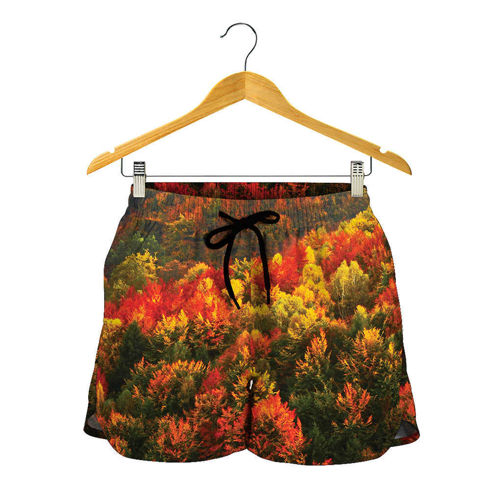 Autumn Mountain Print Women's Shorts