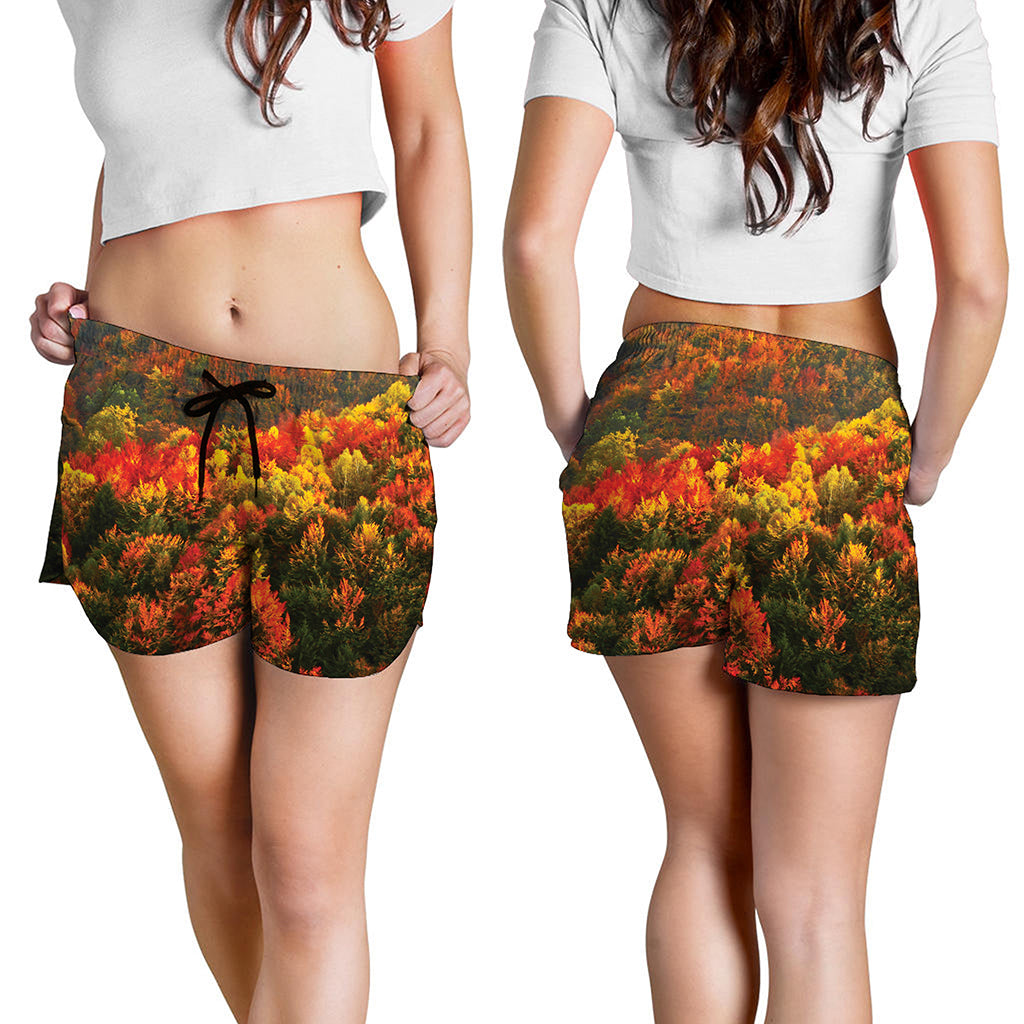 Autumn Mountain Print Women's Shorts