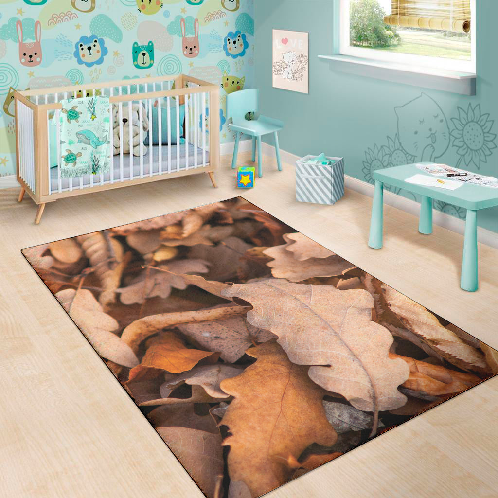 Autumn Oak leaf Print Area Rug