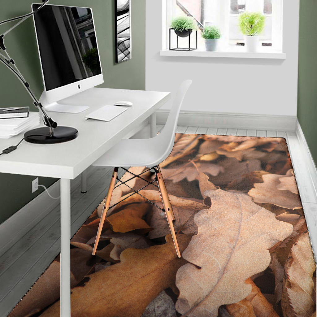 Autumn Oak leaf Print Area Rug